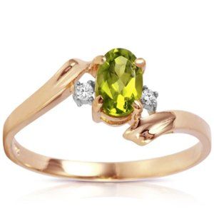 0.46 Carat 14K Rose Gold Rings Diamond Peridot